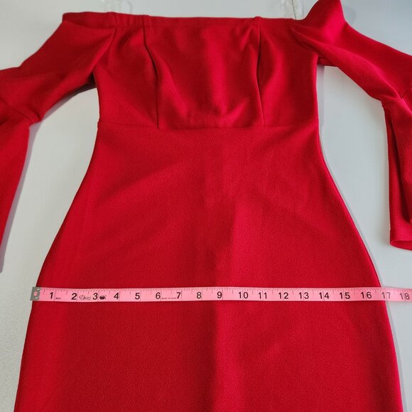 Teeze Me Red Off Shoulder Ruffled Sleeve Cocktail Dress - Size 7/8 - Picture 10 of 12